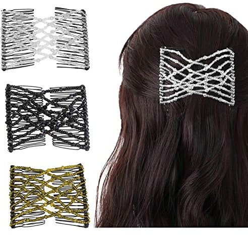Haarspange Haarkamm,Magic Hair Comb,Haarkamm Elastisch Perlen,Haarspange Stretch,Magic Beads,Doppel Haarklammer,Magische Haarspange,Perlen Haarkämme DIY Hair Styling Werkzeug