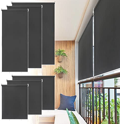 Yznahre Anthrazit Senkrechtmarkise Vertikalmarkise Außenrollo, 100x240cm Sichtschutz Sonnenschutzrollo Balkonrollo, Wasserfest Thermofunktion für Balkon Terrasse Garten