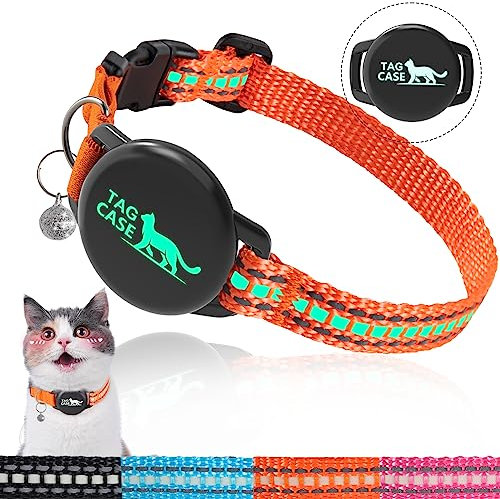 PROFAVO Leuchtendes Airtag-Katzenhalsband Mit Halter, Reflektierendes GPS-Tracker-Halsband für Mädchen, Jungen, Kleine Katzen, Kätzchen und Welpen