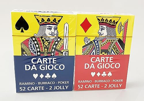 EURO PUBLISHING Carte da Gioco - Poker - Burraco - Ramino (2 mazzi: 52 carte per mazzo + 2 jolly)