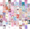 KBKBART Ästhetisches Anime-Wand-Collage-Set, 70-teilig, Kawaii-Raumdekoration, rosa Cartoon-Druckkarten-Set, Anime-Foto-Wand-Collage-Poster für Zimmer, ästhetisch, niedliche dänische