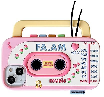 QoKcoahn Fall für iPhone 13, 3D Kawaii Phone Cases Lustige Nette Cartoon Retro Radio Cover Soft Silikon Gel Drop Protection Case für iPhone 13