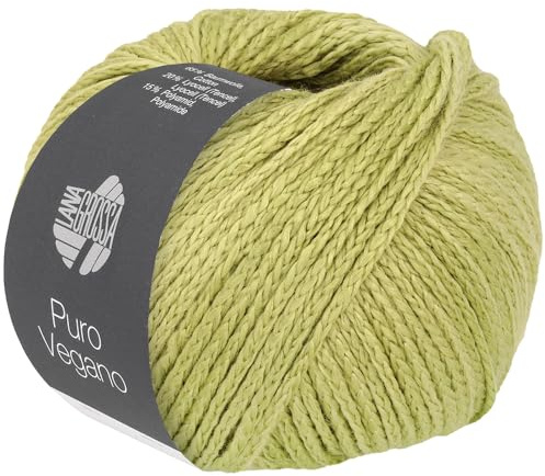 LANA GROSSA Puro Vegano | Kettgarnkonstruktion ohne tierische Fasern | Handstrickgarn aus 65% Baumwolle, 20% Lyocell (Tencel) & 15% Polyamid | 50g Wolle zum Stricken & Häkeln | 90m Garn FB 15