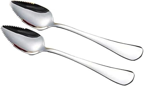 2Pcs Grapefruit Spoon Stainless Steel Fruit Spoon, Stainless Steel Spoon, Serrated Edge Ice Cream Scrape Cut Spoons For Fruit Dessert Cheese Vegetables Kitchen Tool with Non-stick Plating