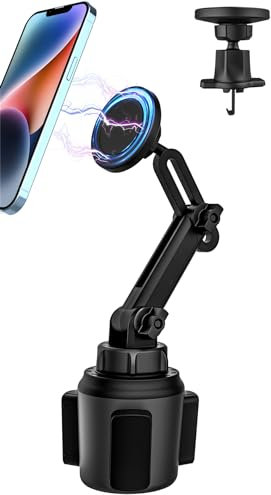 Oilcan Car Phone Holder Magnetic 2-Pack, Car Cup Holder Phone Mount Mag-Safe & Magnet Air Vent Bracket with Two Metal Rings for iPhone 15 Pro Max 14/13/ 12 & Mag-Safe Case & All Phones
