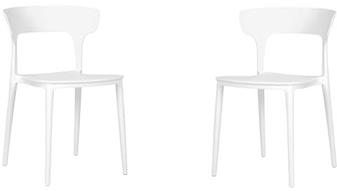 LIBEROSHOPPING.eu - LA TUA CASA IN UN CLIK Sillas de cocina apilables de polipropileno moderno para cocina, sala de estar, jardín, para uso interior exterior LIAM (blanco 2 piezas)
