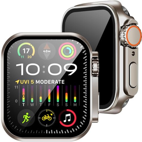 2Buyshop Cover per Apple Watch Serie 9 8 7 41mm Case con Vetro Temperato Privacy Pellicola, Sembra iWatch Ultra Anti Spia Rigida PC Protezione Case Custodia per Apple Watch Series 9 8 7 Cover 41mm