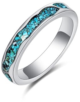 Türkis Ringe 925 Sterling Silber Wave Ring Versprechen Ringe Türkis Schmuck Geschenke für Frauen Mädchen-57