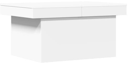 vidaXL Engineered Wood Coffee Table - White, Rectangular Sofa Table with Sliding Top and Hidden Storage for Living Room (80x55x40 cm)