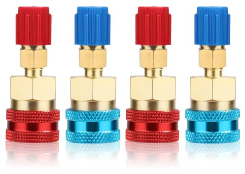 NQEUEPN 4pcs R1234yf to R134a Adapter, R1234yf Adapter R1234yf to R134a Conversion Adapter Kit High Low Side R1234yf to R134a Quick Coupler Connector for Air Conditioner Refrigerant Recharge