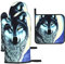 Wolf Under Moonoven Handschuhe und Pfannen-Gestelle, 3-teiliges Set, Küchenhandschuhe, Ofenhandschuhe für Küche, Kochen, Backen und mehr
