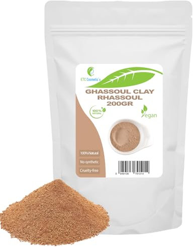 Ghassoul (Rhassoul-Ton) – 200 g – DIY-Gesichtsmasken, Körpermasken, Haarmasken, sanfte Peelings und Scrubs, Seifenherstellung, Anti-Aging und Hautstraffung, natürlich und frei von Chemikalien