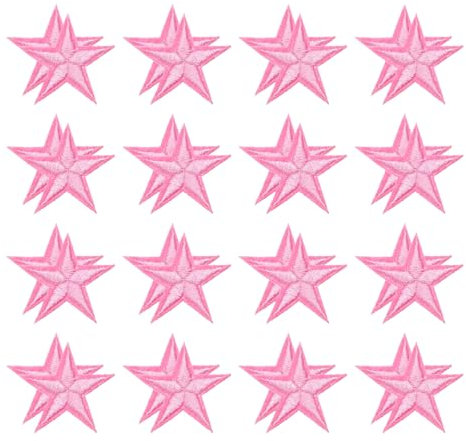 sourcing map 32 Pcs Star Iron on Patches, Embroidered Patch Appliques for Clothing Repair Hats Jeans Shoes Decoration, Pink