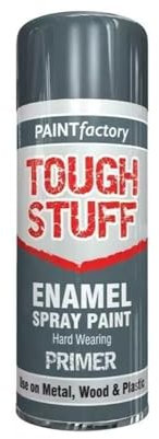 DIOXSTAR Enamel Grey Primer Spray Paint, Fast Drying, Suitable for Wood, Plastic, Metal, Interior and Exterior Use, Hard Wearing & Smooth Finish, 400ml (1 PCS)