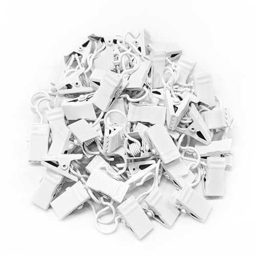 50 Clips para Cortinas con Ganchos, Clips de Metal para Cortinas, Clips para Cortinas de Ducha, colgadores de Luces, Soportes de Alambre para Decoraciones del hogar, Cortinas de Ducha (Blancos)