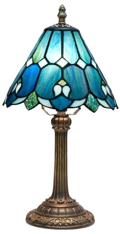 wecrejoni Tiffany-Lampe, Nachttischlampe, Buntglaslampe Für Schlafzimmer, Wohnheim, Küche, Ästhetisches, Süßes Wohndekor-Geschenk (blau)