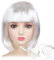 iZoeL Bob Perücke Kurze Bob Wig Damen weiß Haar Perücken Gerade mit Flach Pony 80er 70er Jahre Perücke Brille Karneval Fasching Cosplay Perücke