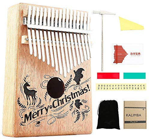 Roxvue Kalimba 17 Keys Thumb Piano Frohe Weihnachten mit Tune Hammer Mbira Geschenke für Kinder Erwachsene AnfäNger