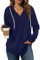 Cuptacc Pullover Damen Hoodie Mit Kapuze V Ausschnitt Kapuzenpullover Damen Sweatshirt Oversize Langarmshirt Marineblau Groß L 42-44
