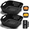 GINOYA Air Fryer Liners for Ninja Double Stack 7.6L Air Fryer SL300UK, 2PCS Silicone Accessories with Side Cut-Out Design for Ninja Foodi Dual Zone Digital AF300UK(Black)