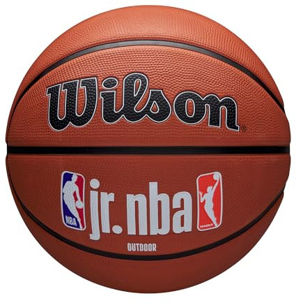 Wilson Jr NBA Authentic Outdoor Basketball, Außergewöhnlicher Grip, Zuverlässiger Bounce und langanhaltende Luftspeicherung, Farbe: Braun, Größe: 7
