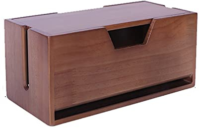 VDLLQYN, Wooden Wire Storage Box Desktop Router Rack Large Storage Wires Keeper Holder Cable Organizer for Home & Office, Hand Polished,Router Organiser