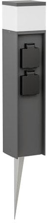 ledscom.de Pollerleuchte PODEL mit Erdspieß für außen, 39cm, anthrazit, 2 Steckdosen, inkl. G9 Leuchtmittel, 596lm, weiß