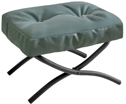 IBUYKE 11.8” H Repose-Pieds Ottomane Pliable, Petit Tabouret Rectangulaire Accentué Ottomane pour Fauteuil, Tabouret Repose-Pieds Portable Moderne pour Salon Chambre à Coucher, Vert Foncé WBD020GR