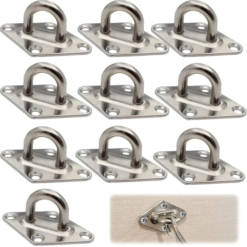GIONAR Lot de 10 crochets de plafond en acier inoxydable pour plaque oculaire - Support à œillets en acier inoxydable - Support pour fixation de charge dans les remorques, camions, bateaux, voitures