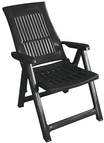 URBNLIVING Folding Garden Lounger Chair, 5-Position Reclining Outdoor Chair, Weather-Resistant, Foldable & Comfortable Seating for Garden, Patio, Camping & Dining - Single