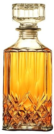 Bunhut Decanter per whisky con tappo geometrico ermetico, decanter per liquori, decanter in vetro, bottiglia diafana per liquore, decanter con coperchio ermetico per whisky, vodka, bourbon, scotch