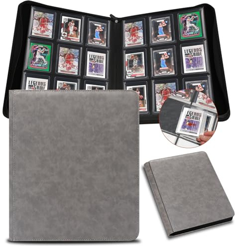 TopLoader Binder, Toploader Sammelkarten Album für 288 Toploader 9 Fächer Toploader Kartenalbum für 3x4 Rigid Toploader Card (Grau)