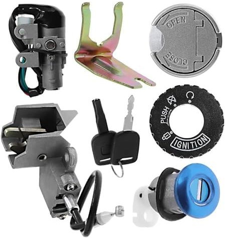 HUVNEXA Set di tappi serbatoio benzina con serratura a chiave for interruttore di accensione GY6, for sedile, pannello di blocco con cavo e 2 chiavi, for scooter Gy6 da 49 cc, 50 cc, 60 cc, 72 cc, 82