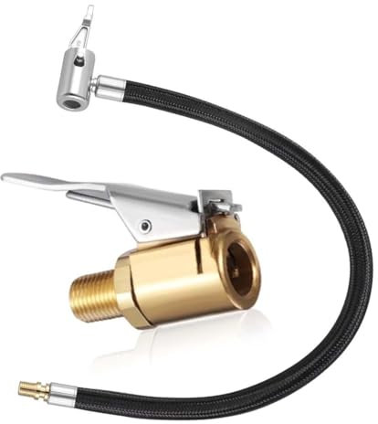 WUSJCOF 2 Pezzi Set di Estensione, Connettore a Leva per 8mm, Adattatore Valvola Auto, Bici e Presta, Manometro Pressione Gomme Bicicletta, Moto e Tubo in Gomma Gonfiaggio ad Aria di Pneumatici (23cm)
