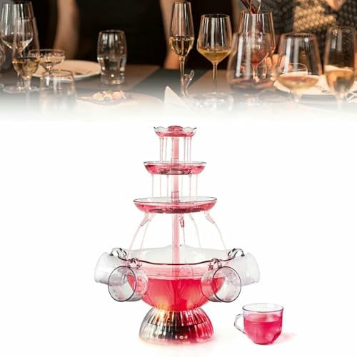 YGHBFRSZ Machine Fontaine de Champagne de Vin Rouge,3 Couches Machine Fontaine de Champagne de Vin Rouge,Machine à Fontaine à Vin,Base LED Lumineuse,Adapté pour Les RéUnions de Famille,Mariages