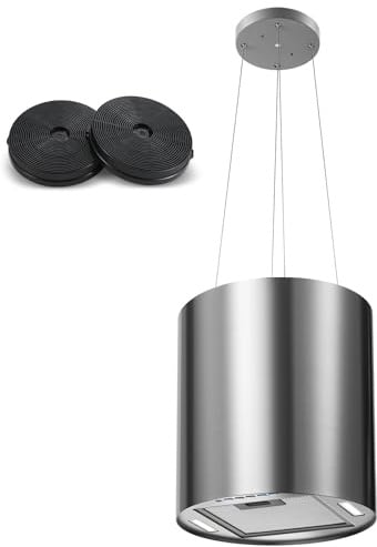 SNDOAS Cappa Aspirante Isola Sospesa, 700 m³/h Cappa Cucina 35cm, A+ | Filtro a Carbone Attivo Incluso, Funzione Spegnimento Ritardato, 3 Livelli, LED, Regolabile, Acciaio inox