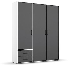 Rauch Möbel Voyager, Kleiderschrank, Grau metallic/Weiß, Breite 140 cm | Schrank, Mehrzweckschrank, 3-türig, 2 Schubladen, Zubehör Classic, für Schlafzimmer, Kinderzimmer, Studentenwohnung