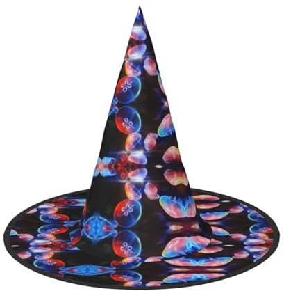 Bunte Quallen-Druck, 2 Stück, Halloween-Hut, weiche Hexenhüte für Karneval, Maskeraden, platzsparende Mützen