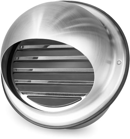 Easy Act Edelstahl Lüftungshaube Ø 100 mm, Wetterschutzhaube mit Lamellen und Gummidichtung für Zu- und Abluftsysteme