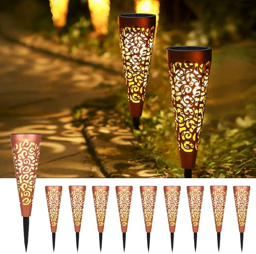 Bonsery Solarlampen für Außen Garten 10 Stück, Solarleuchten für Außen Vintage, IP65 Rostfrei Wegeleuchten Garten Deko, Solar Gartenleuchten für Balkon Weihnachten, Geschenke für Frauen Mama