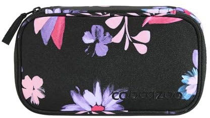 Coocazoo Mäppchen „Floral Artnight”, schwarz-blau, Federmäppchen, großes Hauptfach, Reißverschlussfach mit Klarsichtfach im Deckel, Fach für Geodreieck, Stiftehalter, ab der 3. Klasse