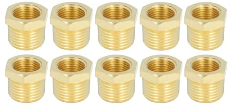 Brass Threaded Pipe Fitting, 1 / 2in NPT Male to 3 / 8in NPT Female Adapter, Pack of 10 - Durable SAE Standard, High Pressure Resistance, Ideal for Water and Oil