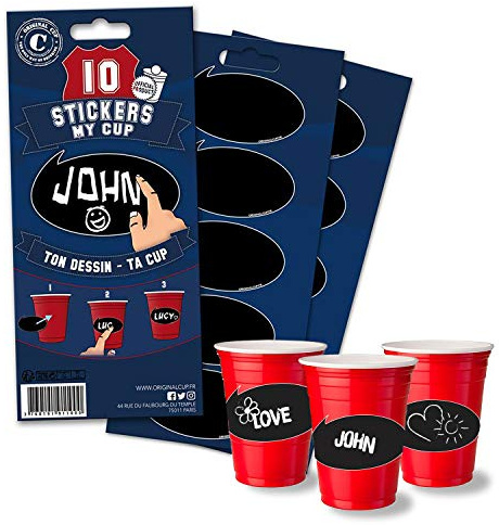 Original Cup - Set de 10 Autocollants personnalisables pour verres