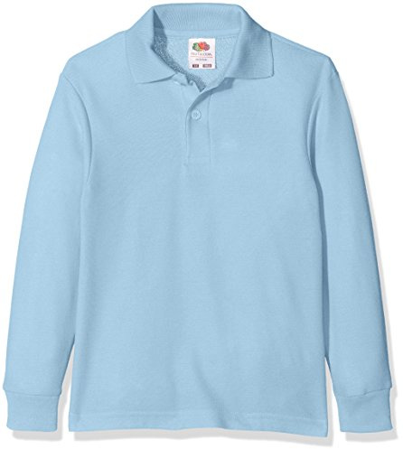 Fruit of the loom Jungen Poloshirt 65/35 Long Sleeve Polo Kids 578.01, Gr. 152 ((12-13)), Blau (Sky Blue 320)