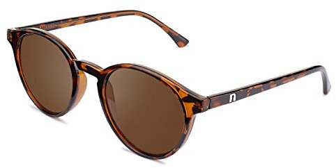 Clandestine - Sonnenbrille Round 12 Habana Brown by Elsa Pataky - Braune HD Nylon Gläser & TR90-Rahmen - Sonnenbrille für Männer und Damen - Smart Vision Technology - Bessere Sicht, Geringere Blendung