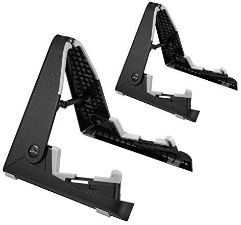 Donner gitarrenständer 2 gitarren, Gitarrenständer e-gitarre einfacher Klappständer mit Silikonpolstern für Akustikgitarre, Ukulele, Mandoline