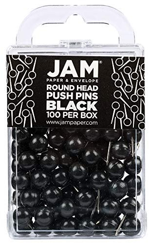 JAM PAPER Farbige Pinnwandnadeln - Runde - Schwarze - 100/Packung