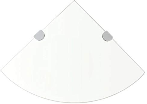 vidaXL 2X Eckregal mit verchromten Halterungen Glasregal Badregal Wandregal Glasboden Glas Ablage Boden Glasplatte Glas Transparent 35x35cm