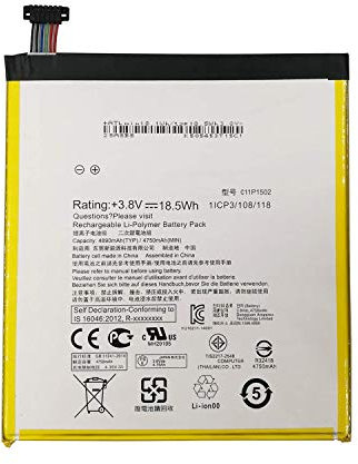 WYGUO C11P1502 (1ICP3/108/118) Sostituzione della batteria da tavolo per ASUS ZenPad 10 Z300C P023 Z300CL Z300CG ZenPad 10.1 Series 3.8V 18.5Wh 4750mAh
