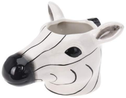 Muddy Hands Small Animal Head Ceramic Plant Pot Indoor Home Decorative Flower Succulent Cactus Herb Cover Holder Planter (Zebra)